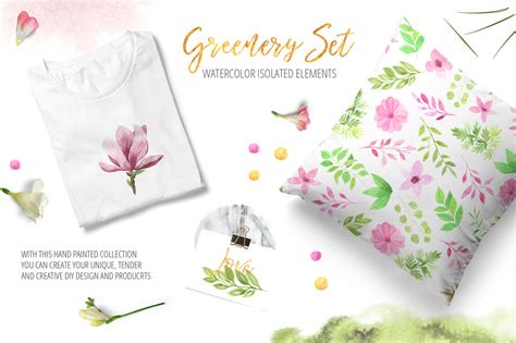 Watercolor Greenery Floral Set By Larysa Zabrotskaya Thehungryjpeg