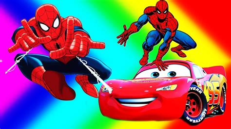 Spiderman Vs Disney Cars Lightning Mcqueen Race Youtube