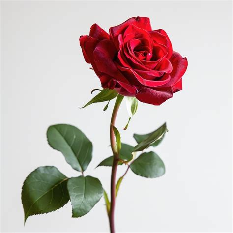 Premium Photo Closeup Of Single Beautiful Red Rose Isolated On White