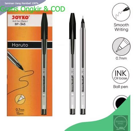 Bejorejoshop1 Pulpen Joyko Haruto BP 345 Ball Pen 0 7mm 12Pcs