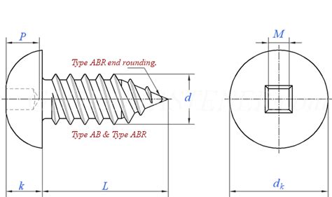 Asme B H B Iii T A Square Recessed Round Head Tapping