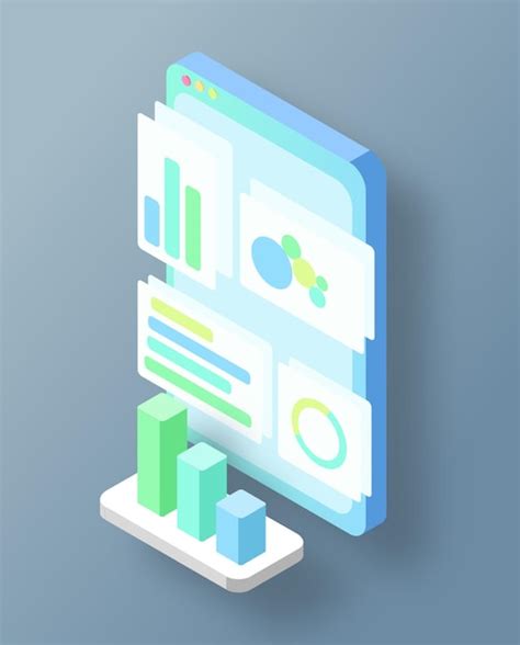 Téléphone Isométrique Vectoriel Avec Tableau De Bord Et Statistiques