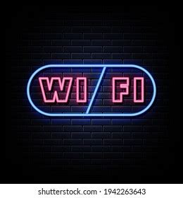 Wifi Neon Signs Style Text Vector Stock Vector Royalty Free