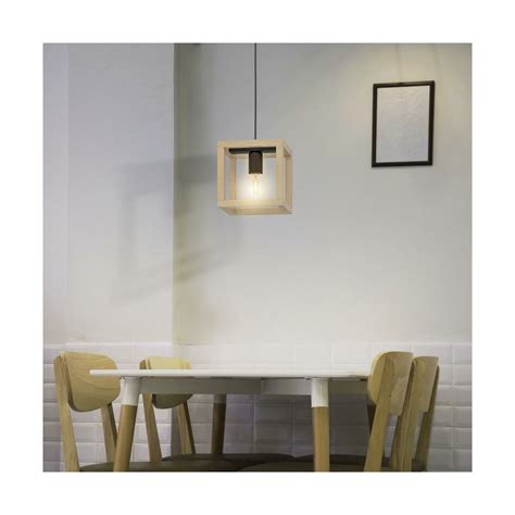 Lampa wisząca Elgort czarna z drewnem E27 Inspire Żyrandole lampy