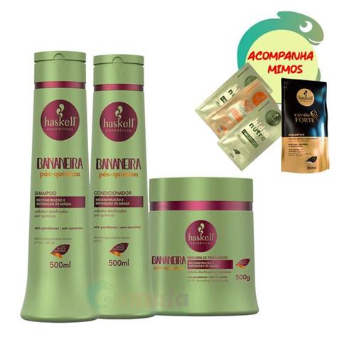 Kit Haskell Bananeira Shampoo Condicionador E Masc 500ml Kit Shampoo