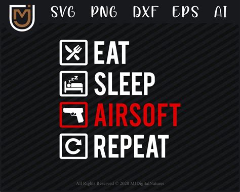 Eat Sleep Airsoft Svg Tactical Svg Airsoft Clipart Gun Svg Png