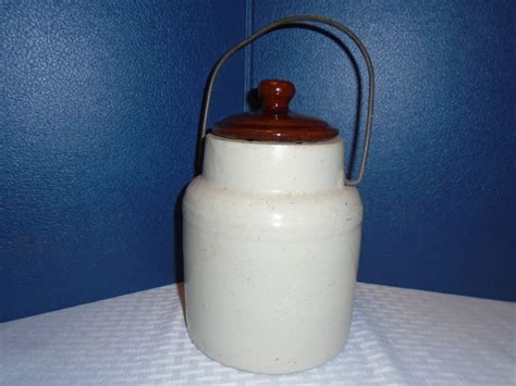 Old Stoneware Crock Crock With Wire Handle Canning Crock Etsy