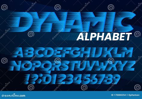 Dynamic Alphabet Font High Speed Effect Letters And Numbers Stock