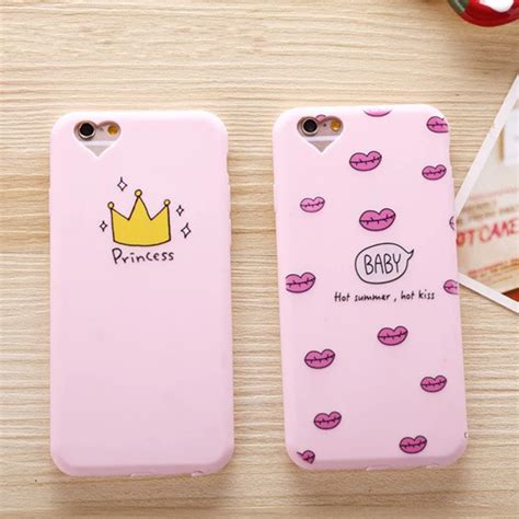 Case For Iphone 5s Cute Soft Pink Kiss Crown Luxury Lovely Princess Silicone Coque Cover For