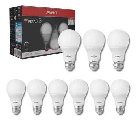 Kit Pack 9 Lâmpadas 7w Led Bulbo Pêra E27 6500k Branco Frio MercadoLivre