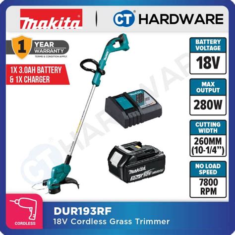 MAKITA DUR193Z CORDLESS GRASS TRIMMER 280W 260MM 10 1 4 WITHOUT