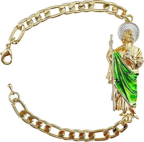 Pulsera De Cadena De San Judas Con Placa De Oro Para Mujeres Y Hombres