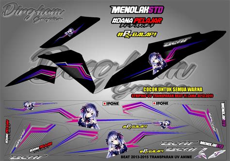 Lis Stripping Sticker Variasi Uv Transparan Beat Fi Lama Motif Anime