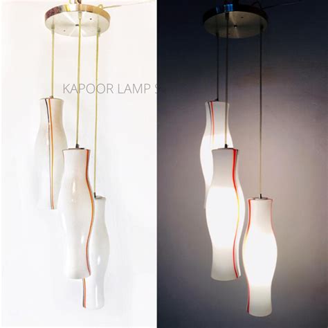 3 Way Longish Frosted White Glass Shade Pendant Light Kapoor Lamp Shades