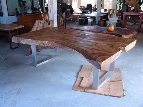 Live Edge Dining Table Reclaimed Acacia Wood Solid Slab Live Etsy