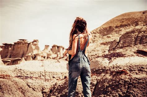 Free Images Adult Back View Bright Daylight Desert Girl Hot Landscape Long Hair Model