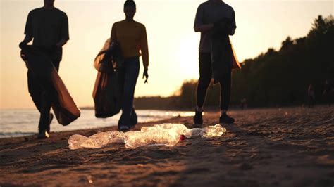 Earth Day Volunteers Activists Collects Garbage Cleaning Of Beach