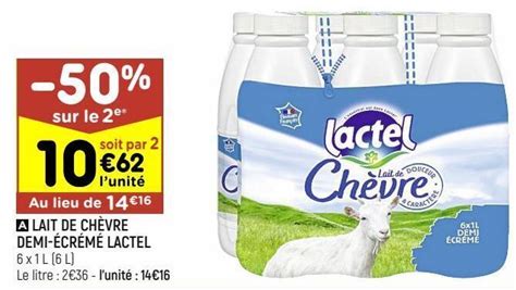 Promo Lait de chèvre demi écrémé lactel chez Leader Price