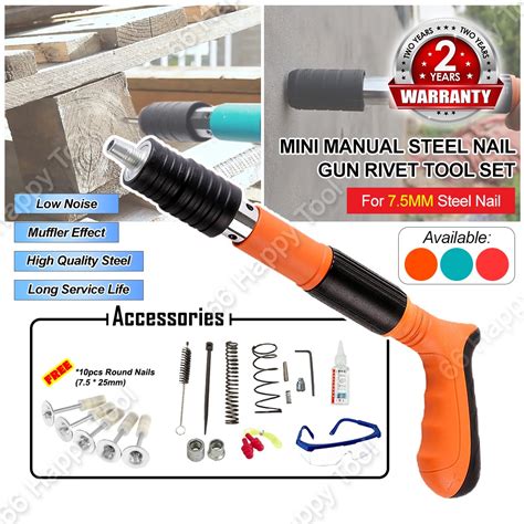 Meg Pro Mini Manual Steel Nail Gun Free Pcs Mm Nail Rivet Tool