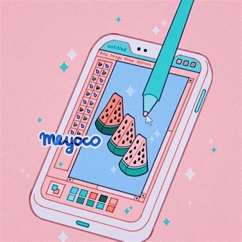 An Image Of A Cell Phone With Watermelon Stickers On It