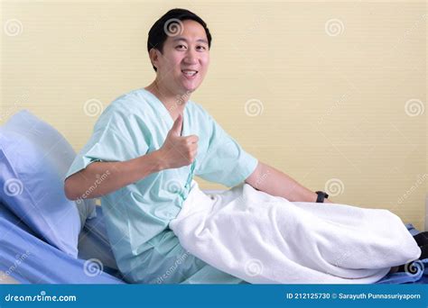 Happy Patient with Thumbs Up in Hospital Bed Stock Photo - Image of gesturing, happy: 212125730