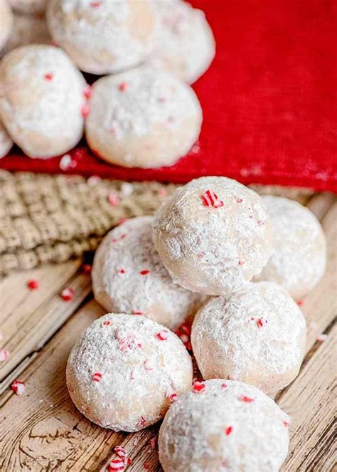 Peppermint Crunch Snowball Cookies Peppermint Snowball Cookies Are A