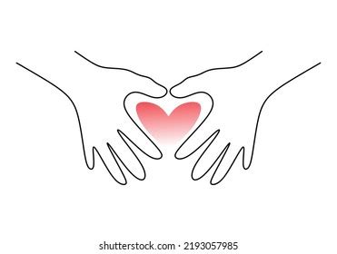 Heart Symbol Hand Embrace Line Drawing Stock Vector Royalty Free