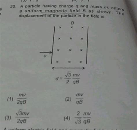 A Particle Having A Charge Q Enters A Region Of Uniform Magnetic Field