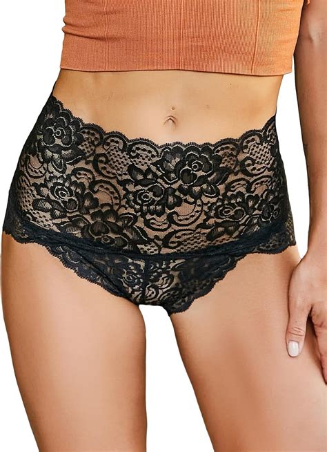 Wdirara Womens 5 Pack Floral Lace Mesh Scallop Trim Panty Underwear Briefs At Amazon Womens