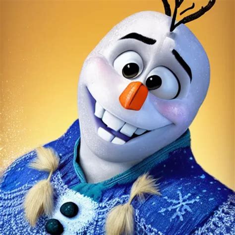 A Hyperrealistic Photo Of Olaf From Frozen As A Person Stable