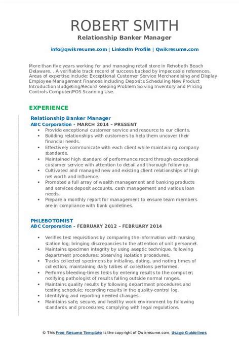 Relationship Banker Resume Samples Qwikresume