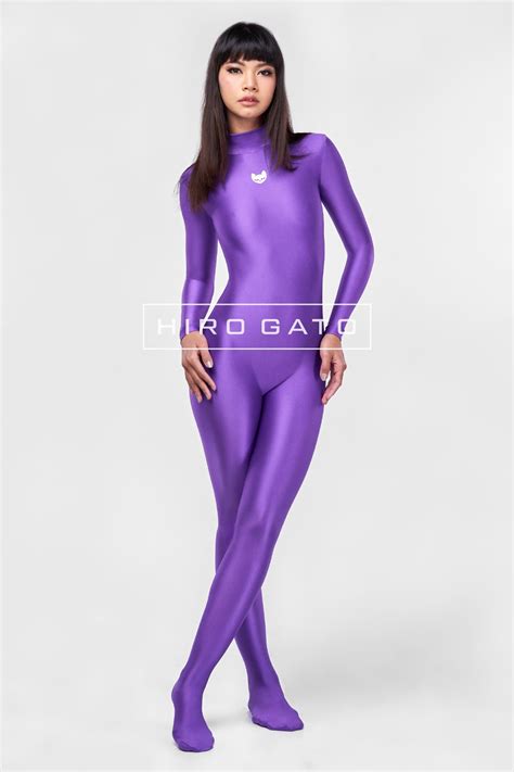 Hiro Gato Shiny Spandex Catsuit Purple Burning Suit Rave Party Etsy