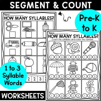 Free Syllable Worksheets by Mrs LaTulip | TPT