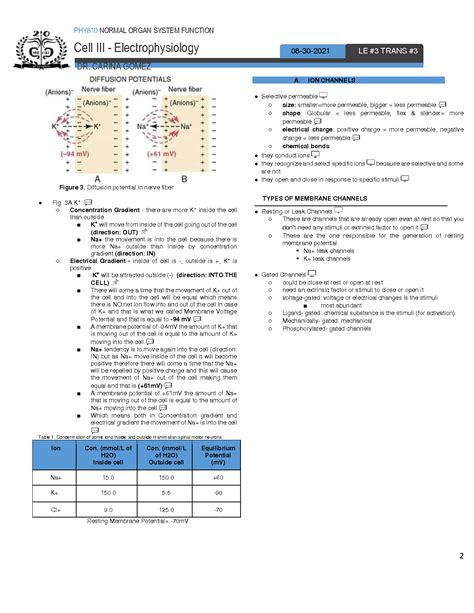 SOLUTION Cell Electrophysiology Studypool