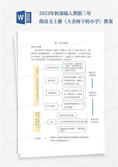 2023年秋部编人教版三年级语文上册《大青树下的小学》教案word模板下载编号lgbgdzry熊猫办公