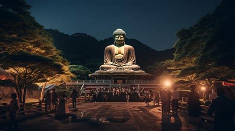 Premium Photo | Night view of The Great Buddha of Kamakura