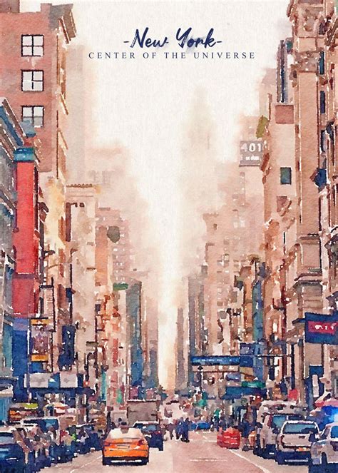 Watercolor New York Poster Picture Metal Print Paint By Aciel