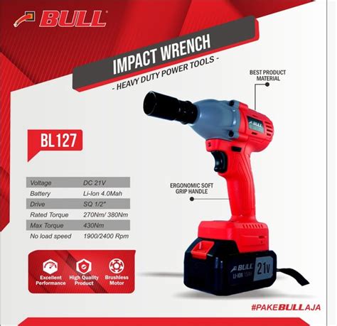 Jual Mesin Impact Wrench Pembuka Baut Baterai BULL BL127 Di Lapak