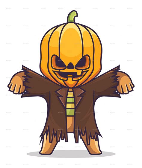 Cute Pumpkinhead Halloween Character Vectors Graphicriver