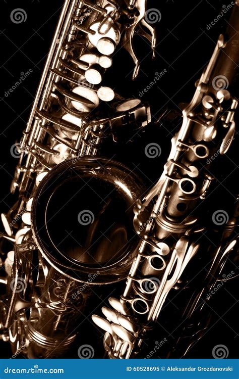 Classic Music Sax Tenor Saxophone And Clarinet In Black Stock Image Image Of Melody Acoustic