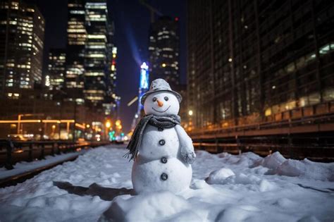 Premium Photo A Snowman Is In The Middle Of A Pile Of Snow