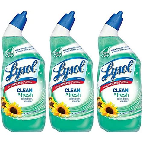 Lysol Cling Gel Toilet Bowl Cleaner Country Scent 24 Ounce Pack Of 3