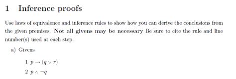 Solved 1 Inference Proofs Use Laws Of Equivalence And