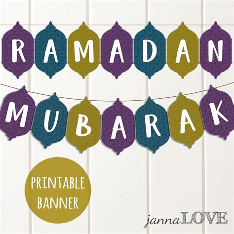 Printable RAMADAN MUBARAK Banner in Patterned Lantern Cutouts Islamic ...