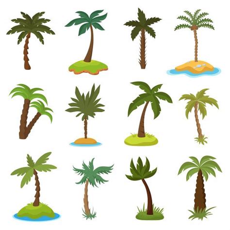 Palmeras De Dibujos Animados En El Conju Free Vector Freepik