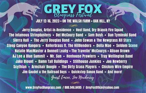 Grey Fox Bluegrass Festival 2023 Tickets - Oak Hill, NY | Bandsintown