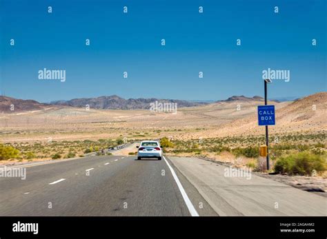 Mojave desert and Interstate 15 between Los Angeles and Las Vegas, California, USA Stock Photo ...