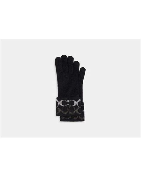 COACH Signature Metallic Knit Gloves in Black | Lyst