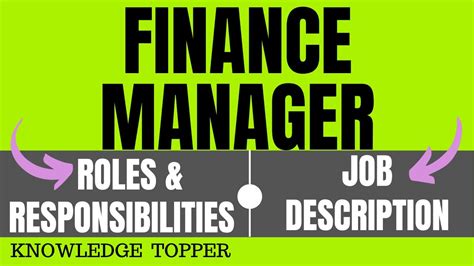 Role Of A Financial Manager Roles And Responsibilities Of A Finance