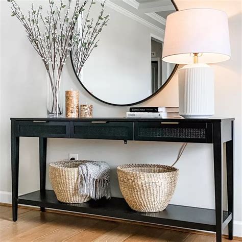 East Bluff Woven Drawer Console Table Black Threshold Designed With